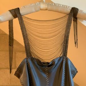 Jane laug gray silk  top sz s